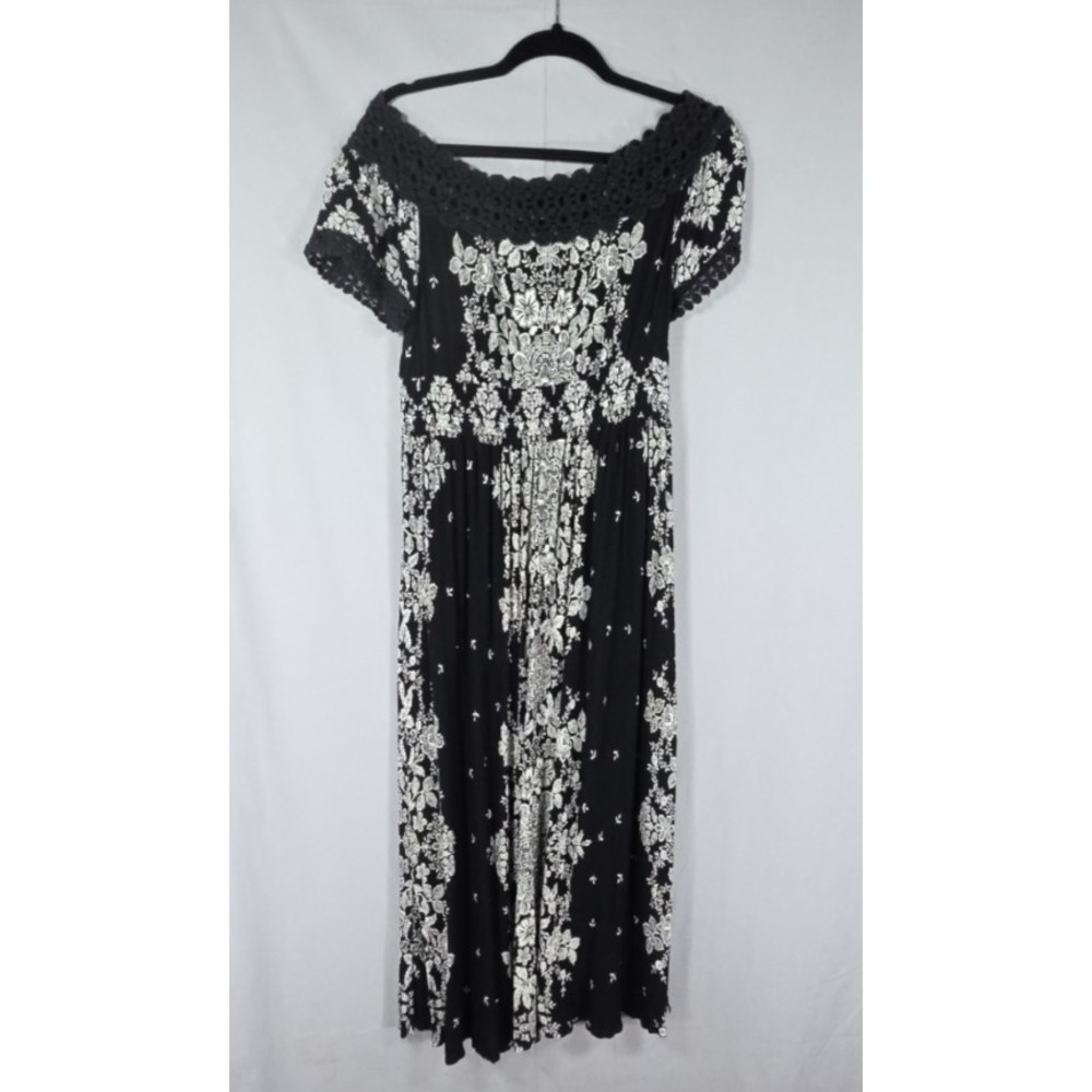 Soft Surroundings Maxi Dress Small Black White Floral Crochet Detail Boho S - Picture 2 of 10